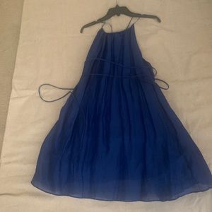 NEW Banana Republic Womens Ramie Halter Backless Strappy Dress XL Blue $139